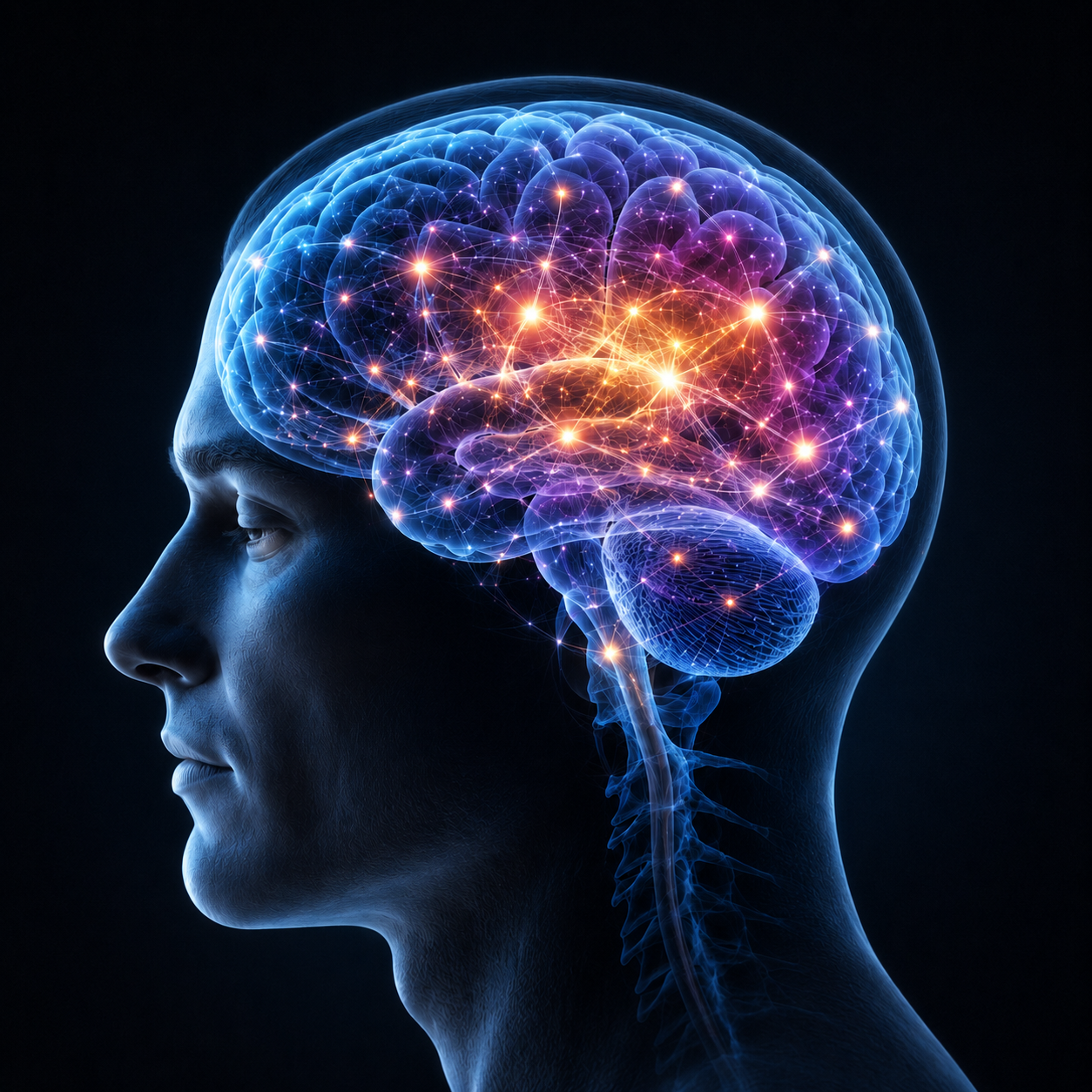 Ilustración de las conexiones neuronales y el neuroprocesamiento del trauma