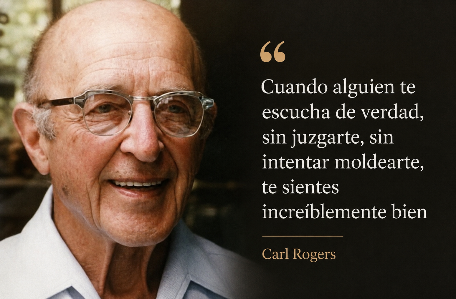 Cita de Carl Rogers sobre la escucha verdadera