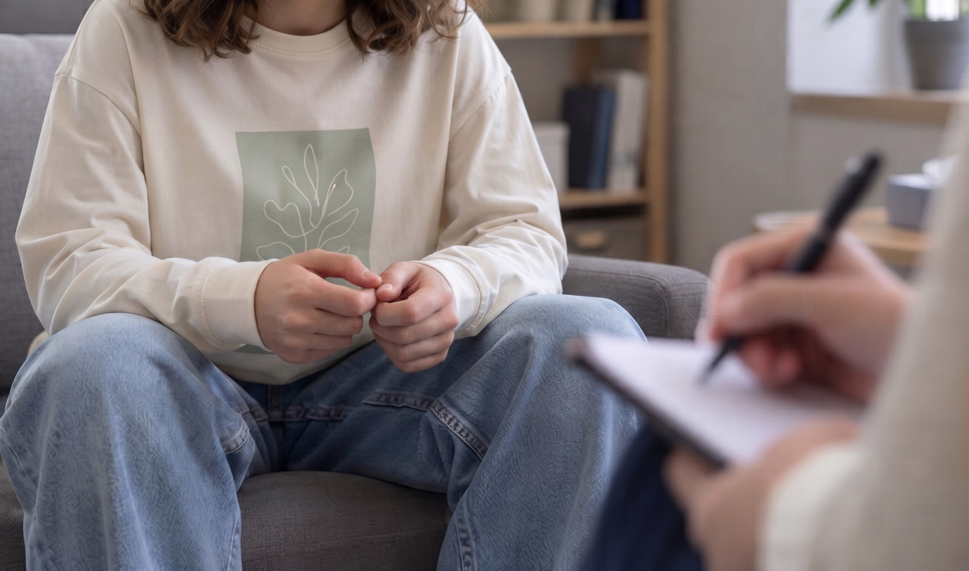 Adolescente en sesión de terapia, representando un espacio de escucha y confianza