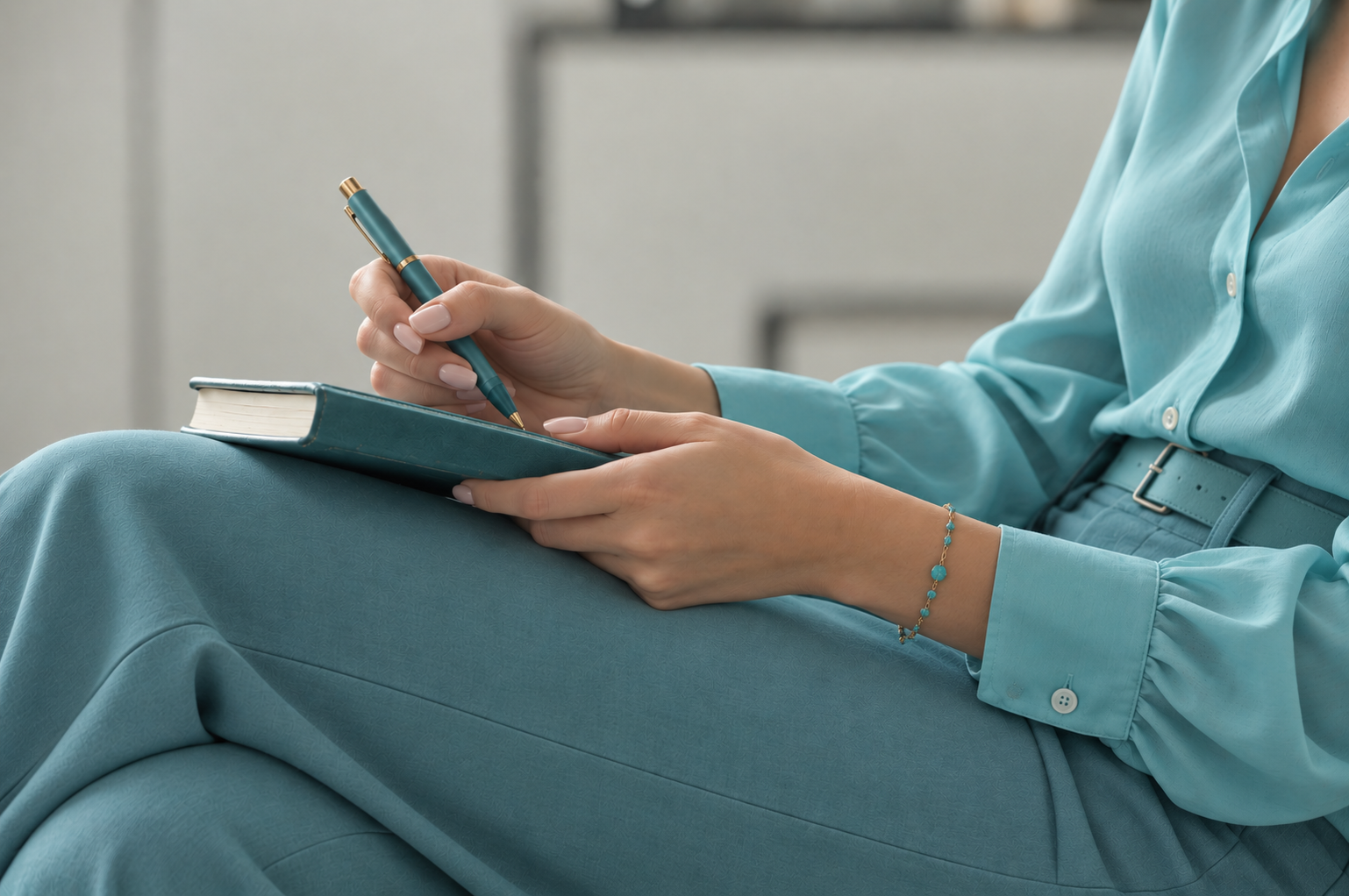 Mujer escribiendo en un cuaderno, representando el espacio de reflexión en terapia para adultos